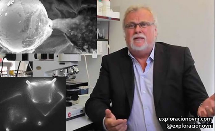 El Profesor Wainwright cree firmemente que no estamos solos en el cosmos, basándose en las evidencias descubiertas. A la izq. dos de los microorganismos