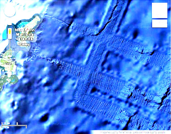 Evidencia de pistas submarinas cerca de la isla de Saipán, islas Marianas del Norte