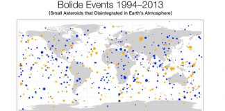 NASA muestra mapa de frecuencia de impactos de asteroides