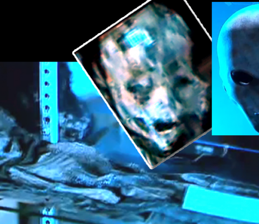 Primera diapositiva mostrada en el evento #BeWITNESS del supuesto ser extraterrestre recuperado del incidente de Roswell.