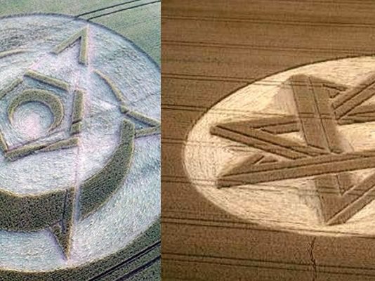 Crop circles reportados en Inglaterra (derecha) y Alemania (izquerda) el 15 y 19 de julio.