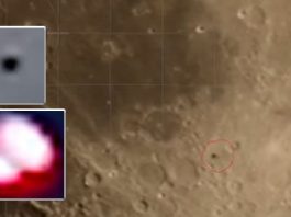 Camarógrafo capta posibles objetos sobre la Luna.