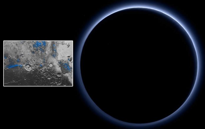 Sonda New Horizons observa cielo azul y hielo de agua en Plutón