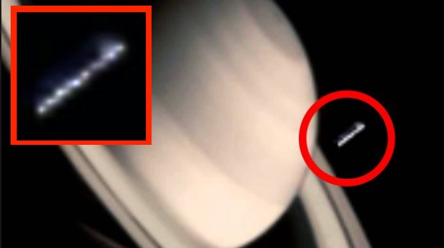 OVNI cilíndrico tomada por la sonda espacial Cassini (agosto 2014). Ha sido asociado al misterioso objeto llamado «Peggy»